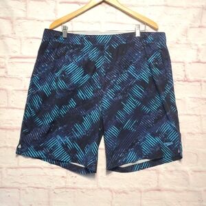 Speedo Swim Shorts Mens 2XL Blue Black‎ Drawstring Athletic Quick Dry Pockets